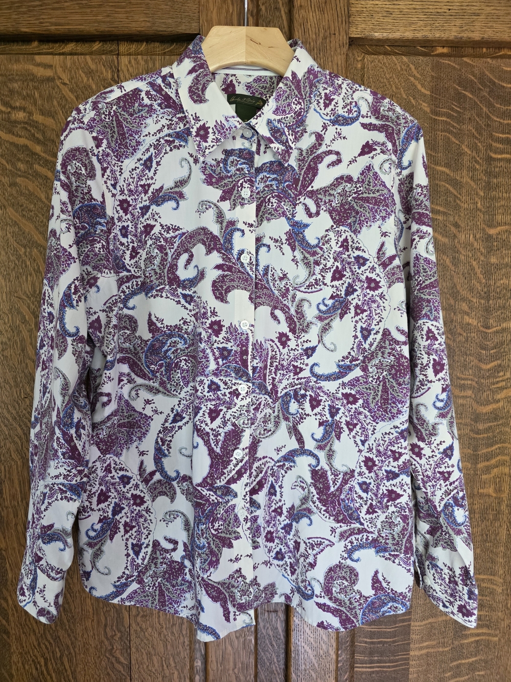 Charles F. ORVIS Signature Paisley Button Down Shirt Women's Size 10 Purple
